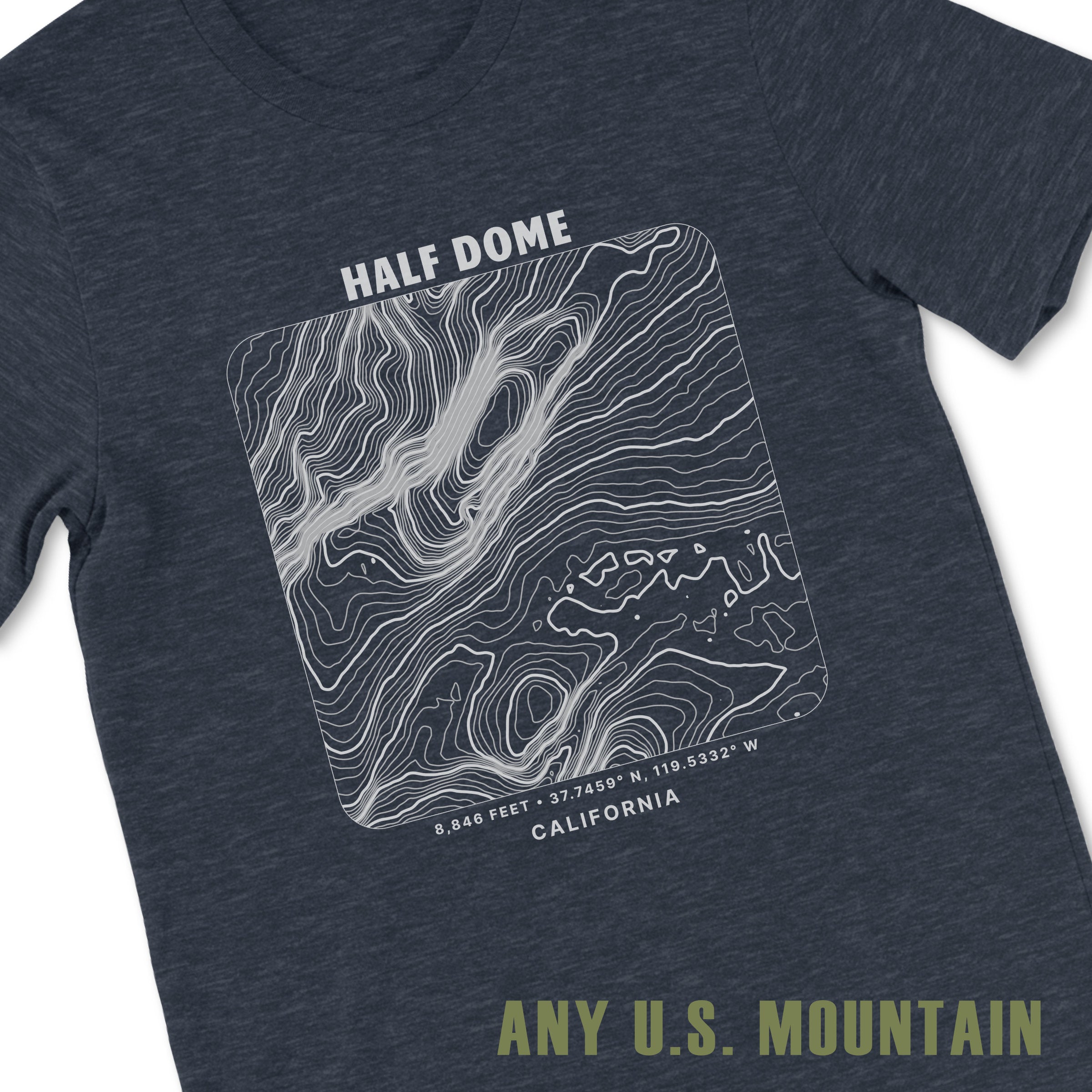 Custom Topographic Mountain T-Shirt - Any U.S. Mountain