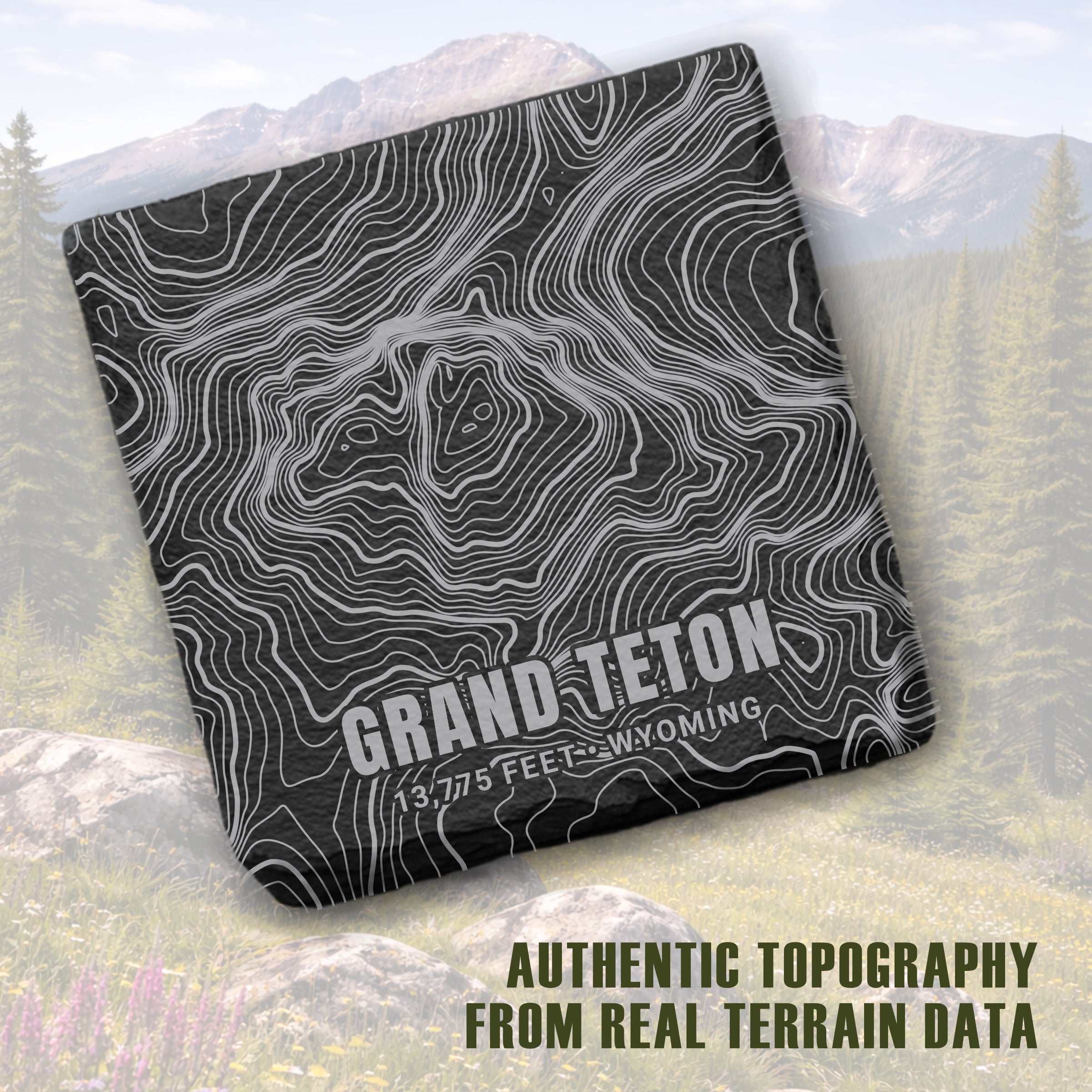 National Park Icons Topographic Slate Coaster Set