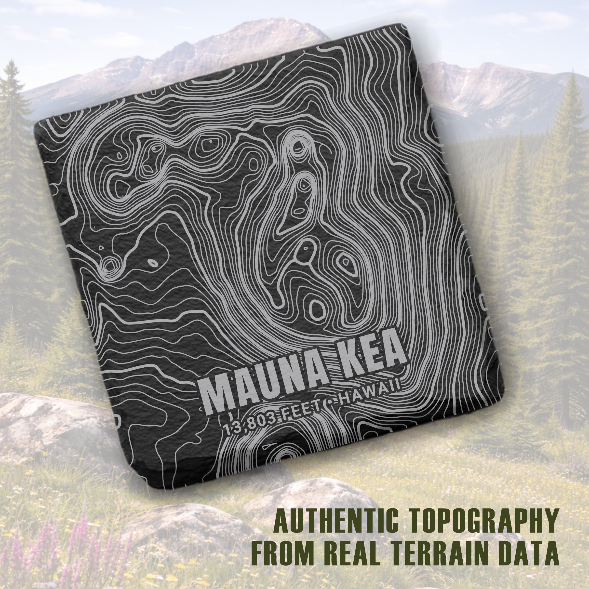 Volcanic Peaks Topographic Slate Coaster Set