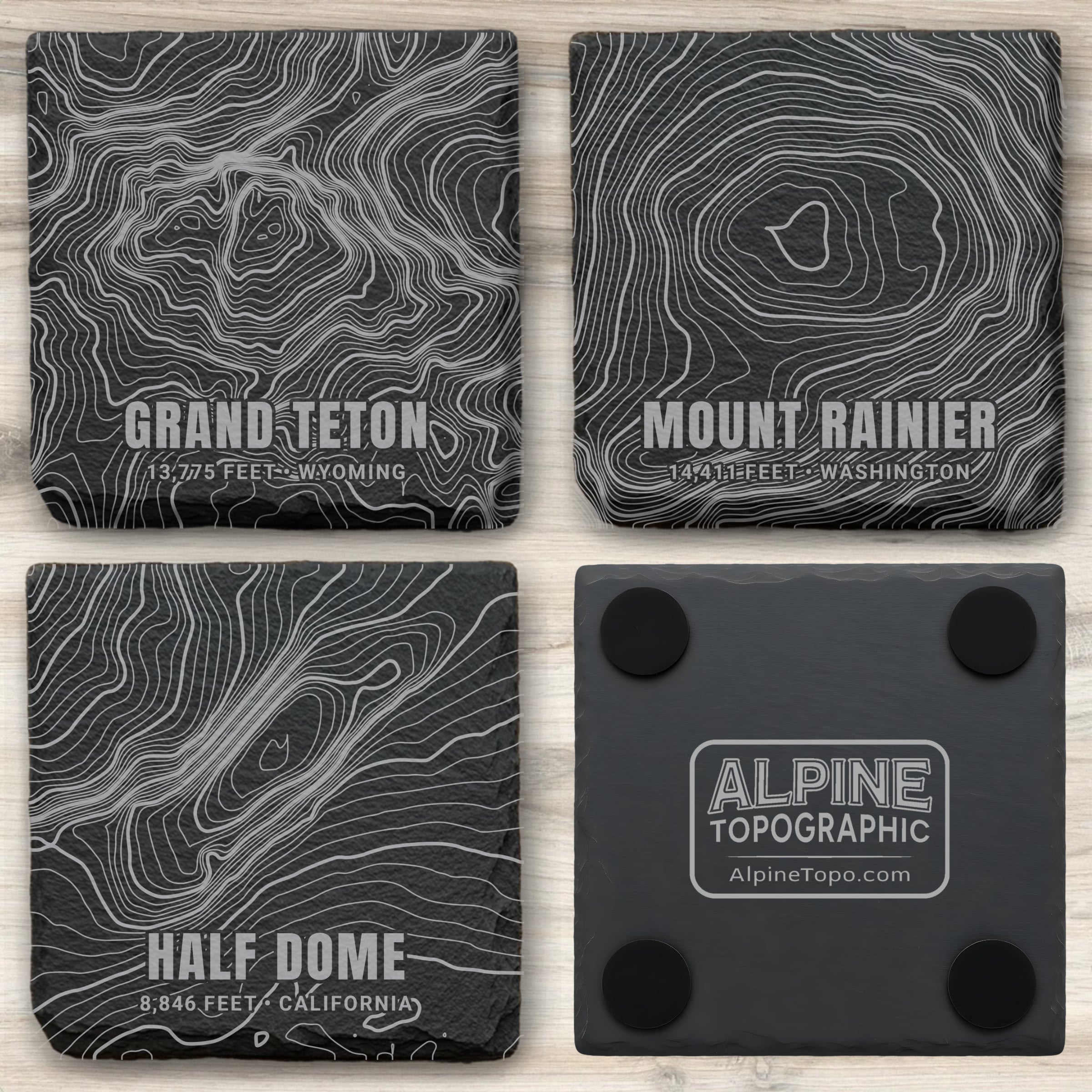 National Park Icons Topographic Slate Coaster Set