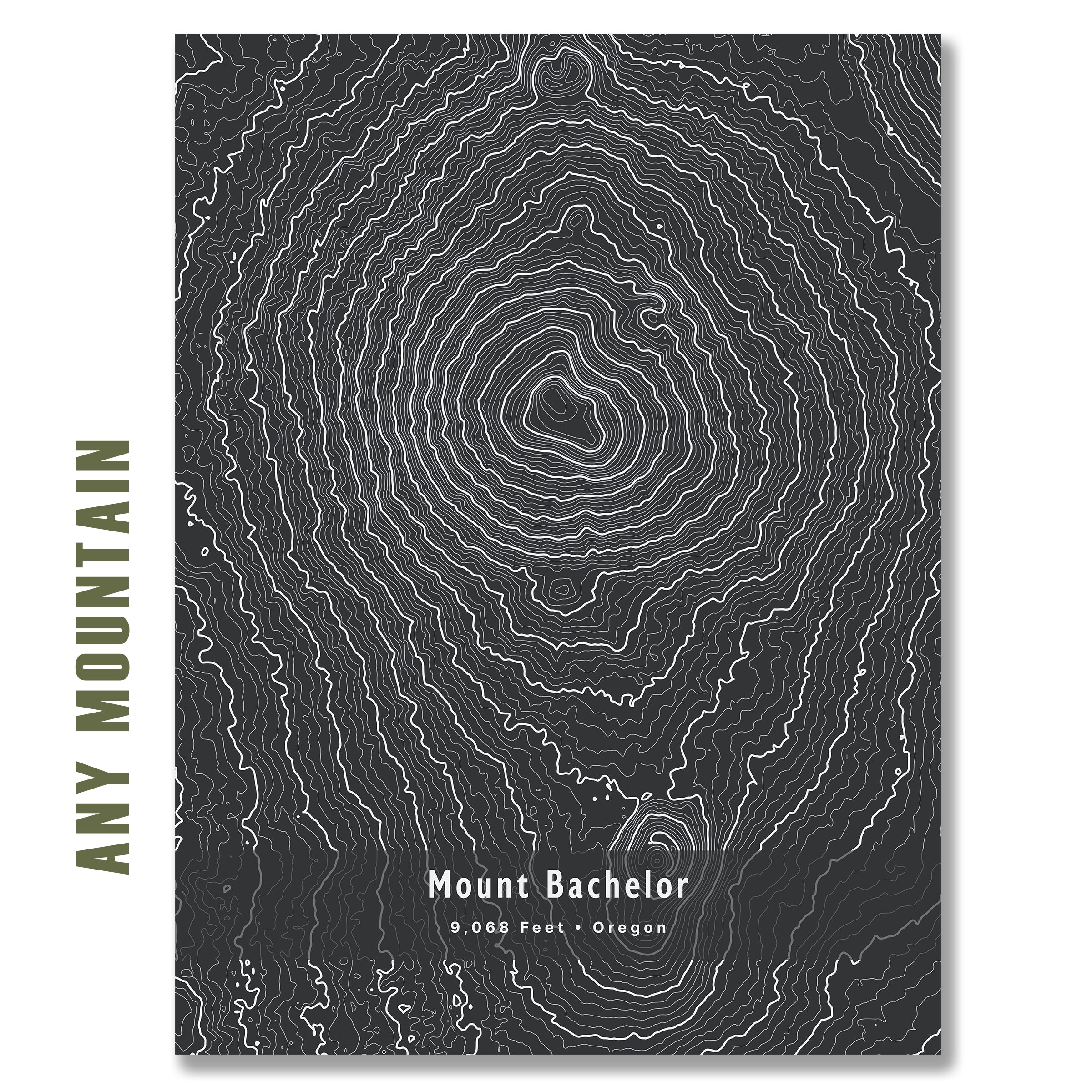 Custom Mountain Contour Map Print - Any U.S. Mountain
