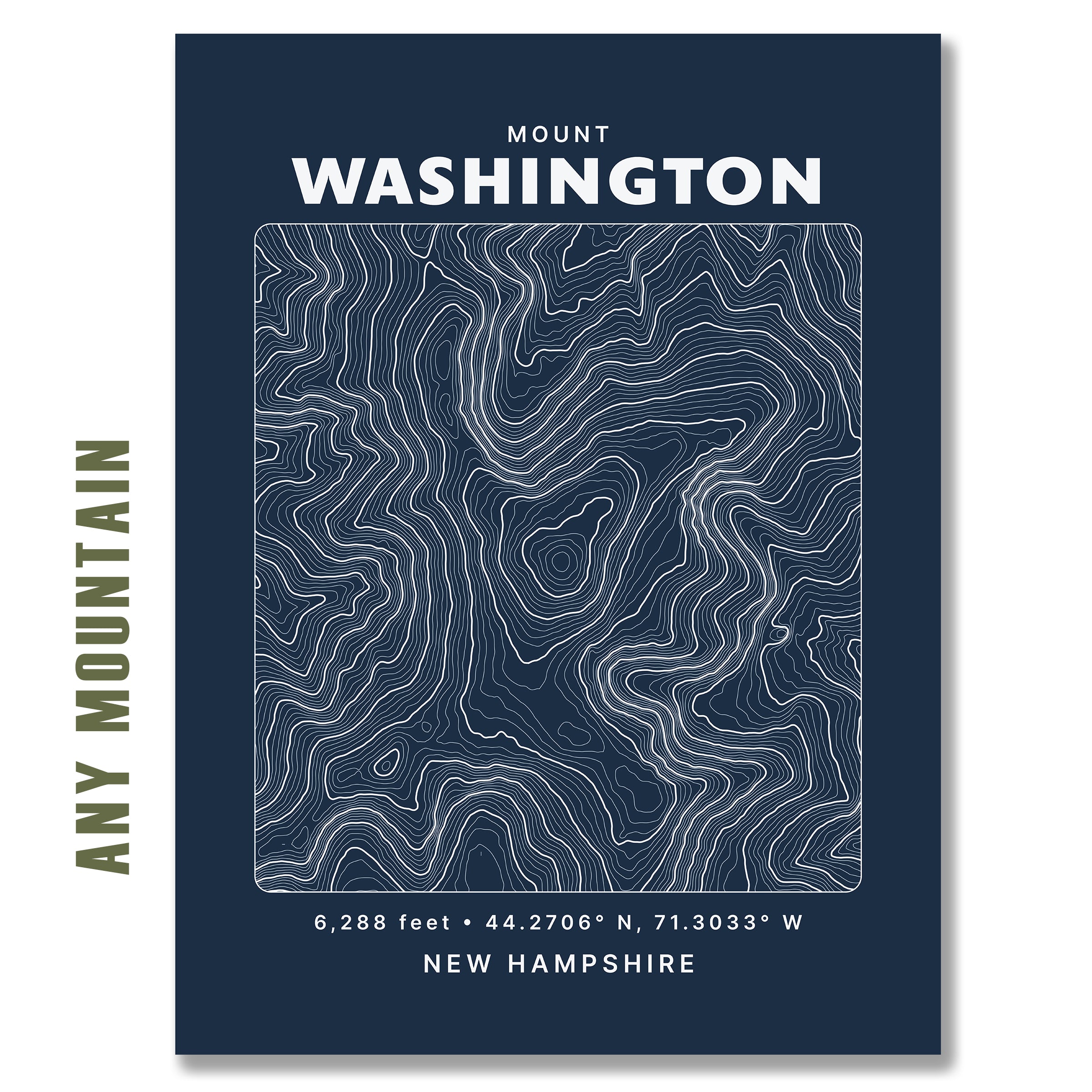 Custom Mountain Topographic Print - Classic Map Style - Any U.S. Mountain