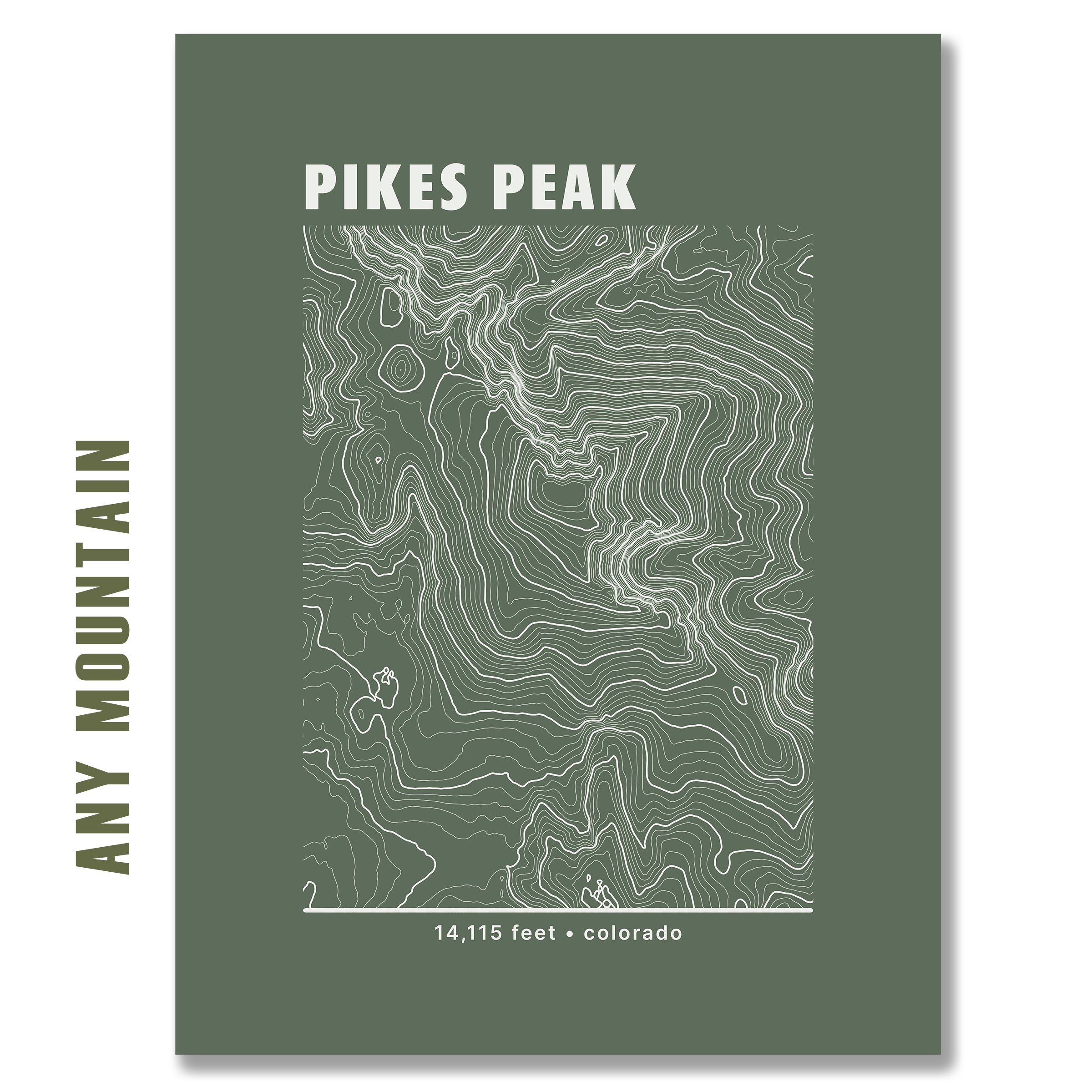 Custom Mountain Summit Topographic Print - Any U.S. Mountain