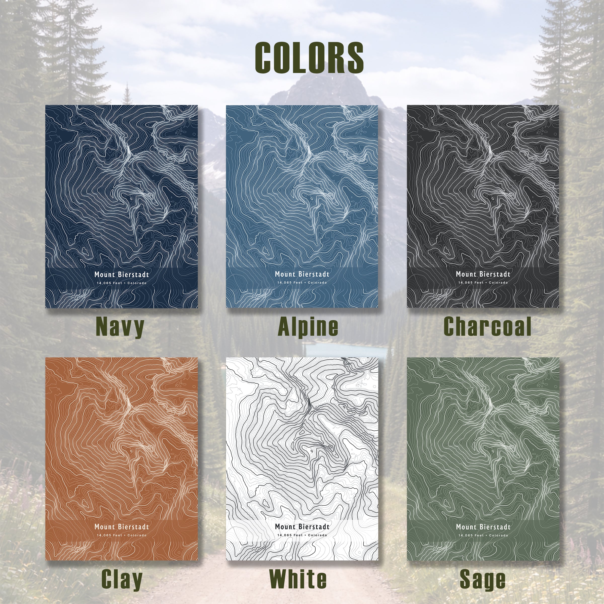 Custom Mountain Contour Map Print - Any U.S. Mountain