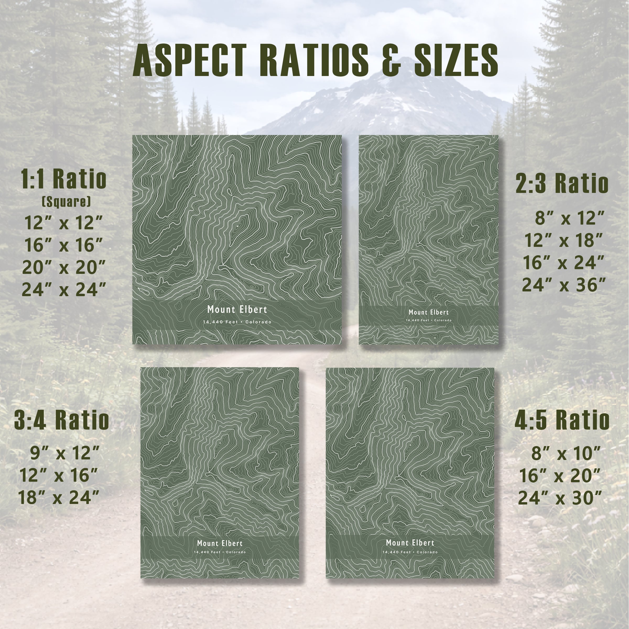 Custom Mountain Contour Map Print - Any U.S. Mountain