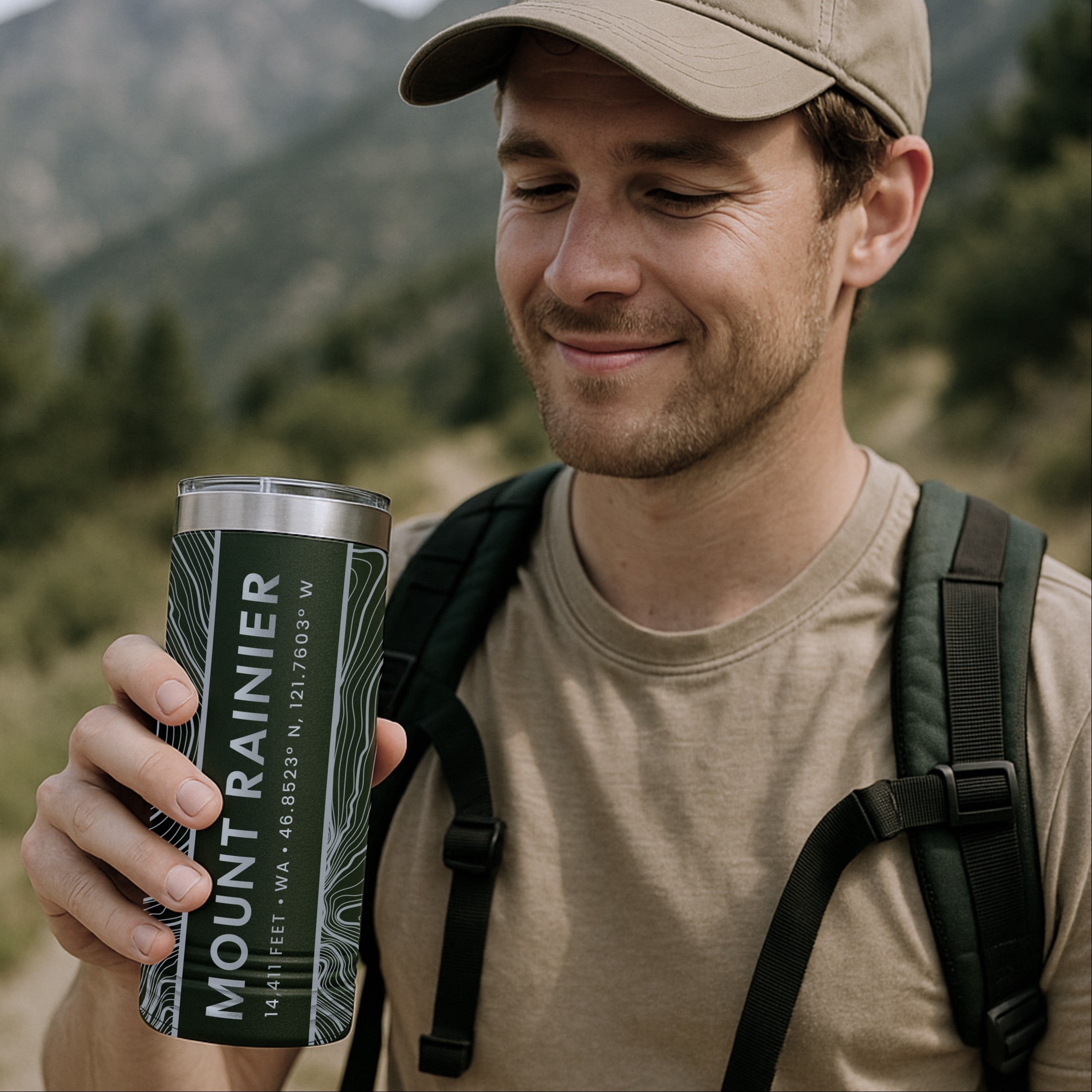 Mountain Topographic Map - 22oz Skinny Tumbler - Any U.S. Mountain