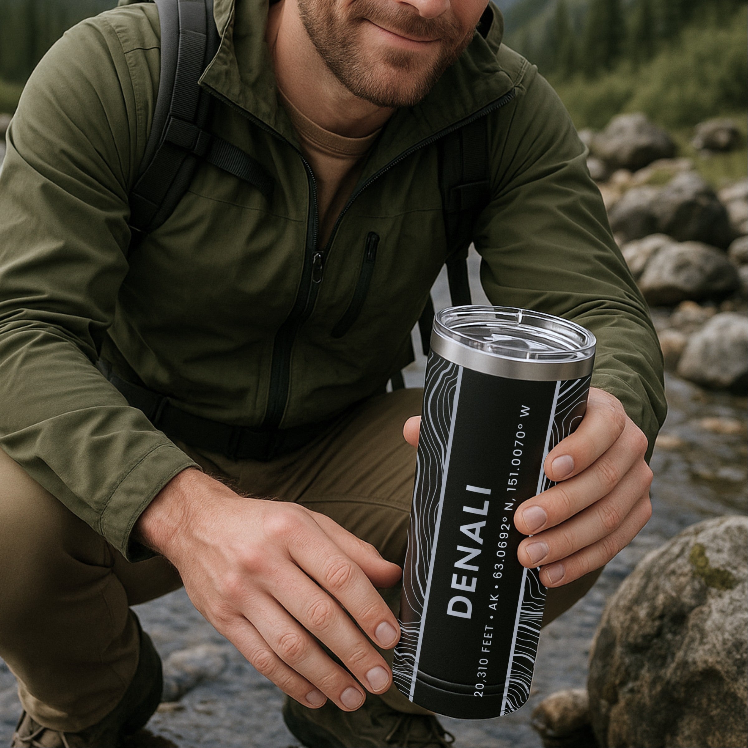 Mountain Topographic Map - 22oz Skinny Tumbler - Any U.S. Mountain