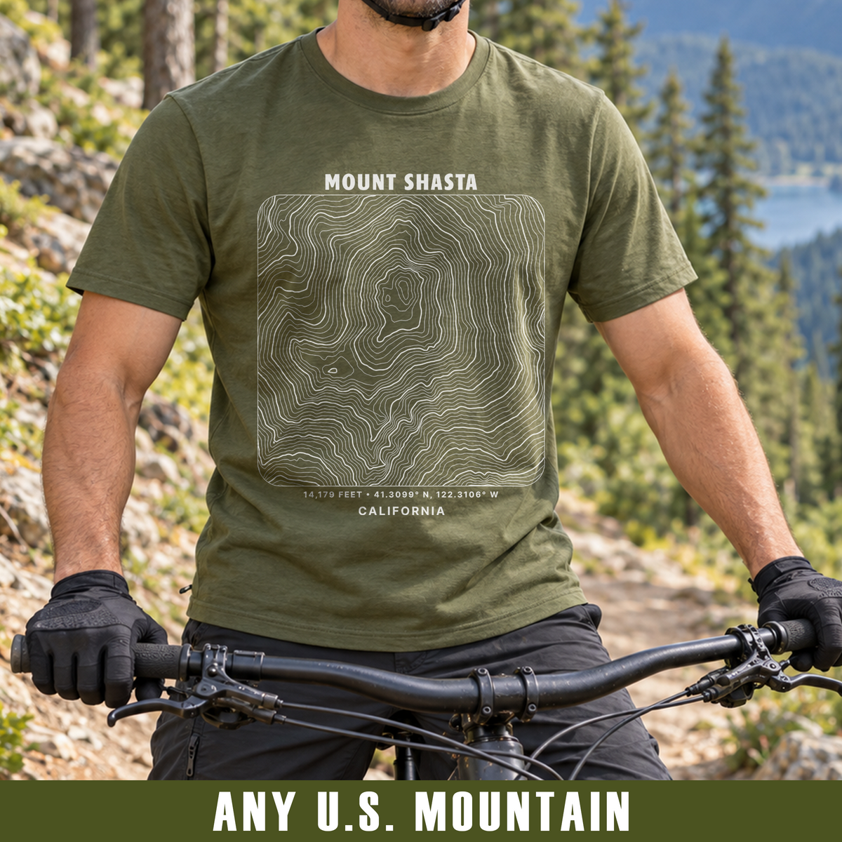 Custom Topographic Mountain T-Shirt - Any U.S. Mountain