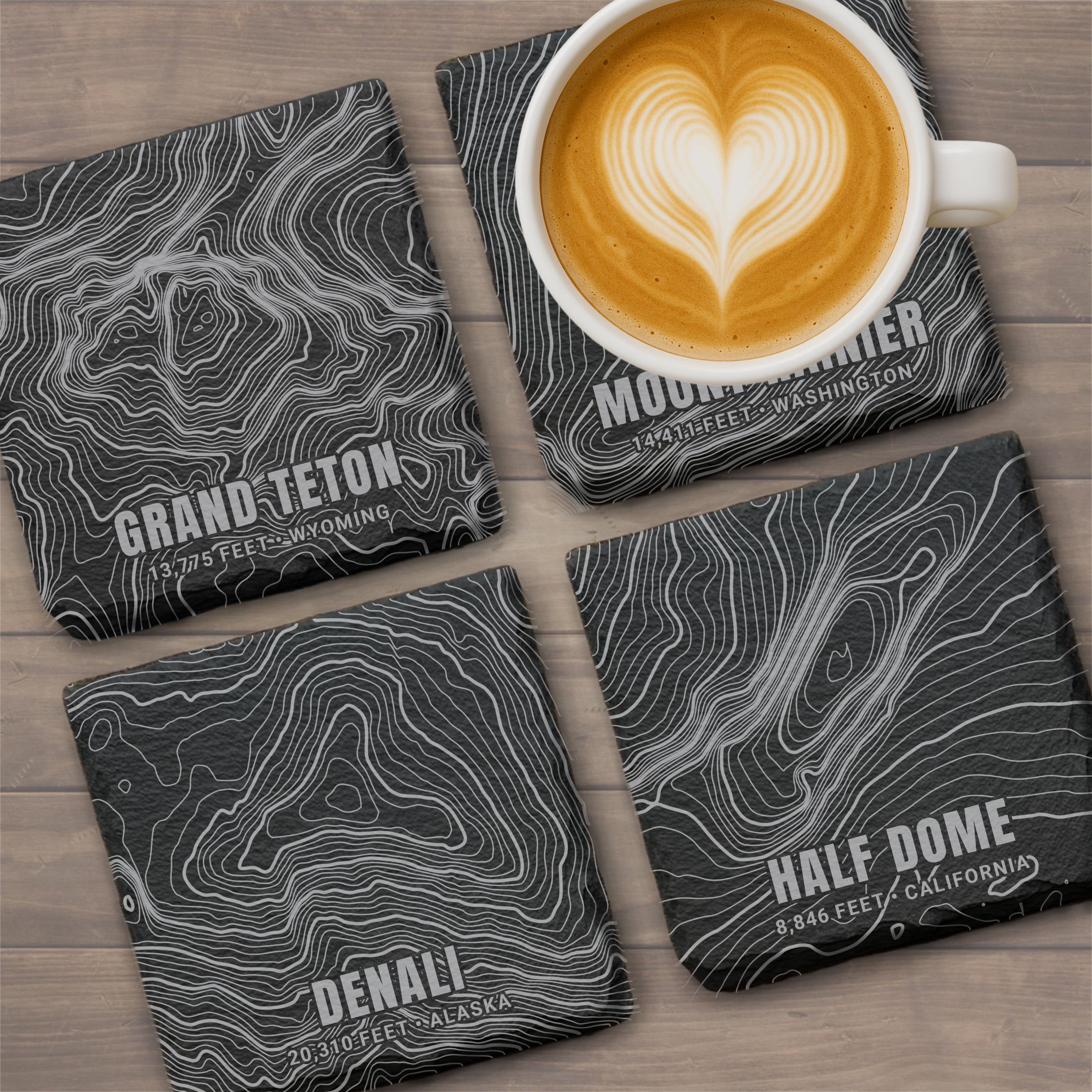 National Park Icons Topographic Slate Coaster Set
