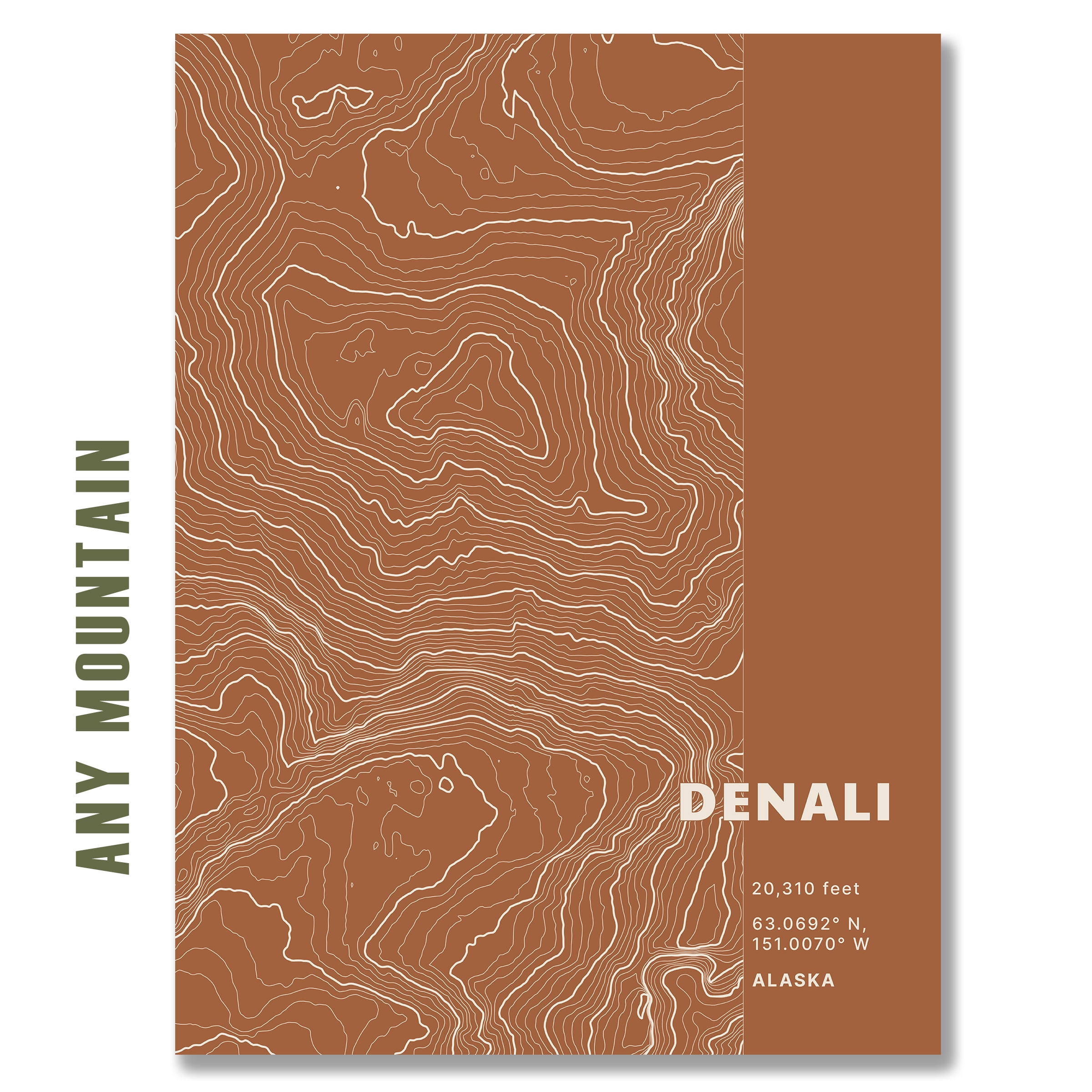 Custom Mountain Topographic Print - Color Block Style - Any U.S. Mountain