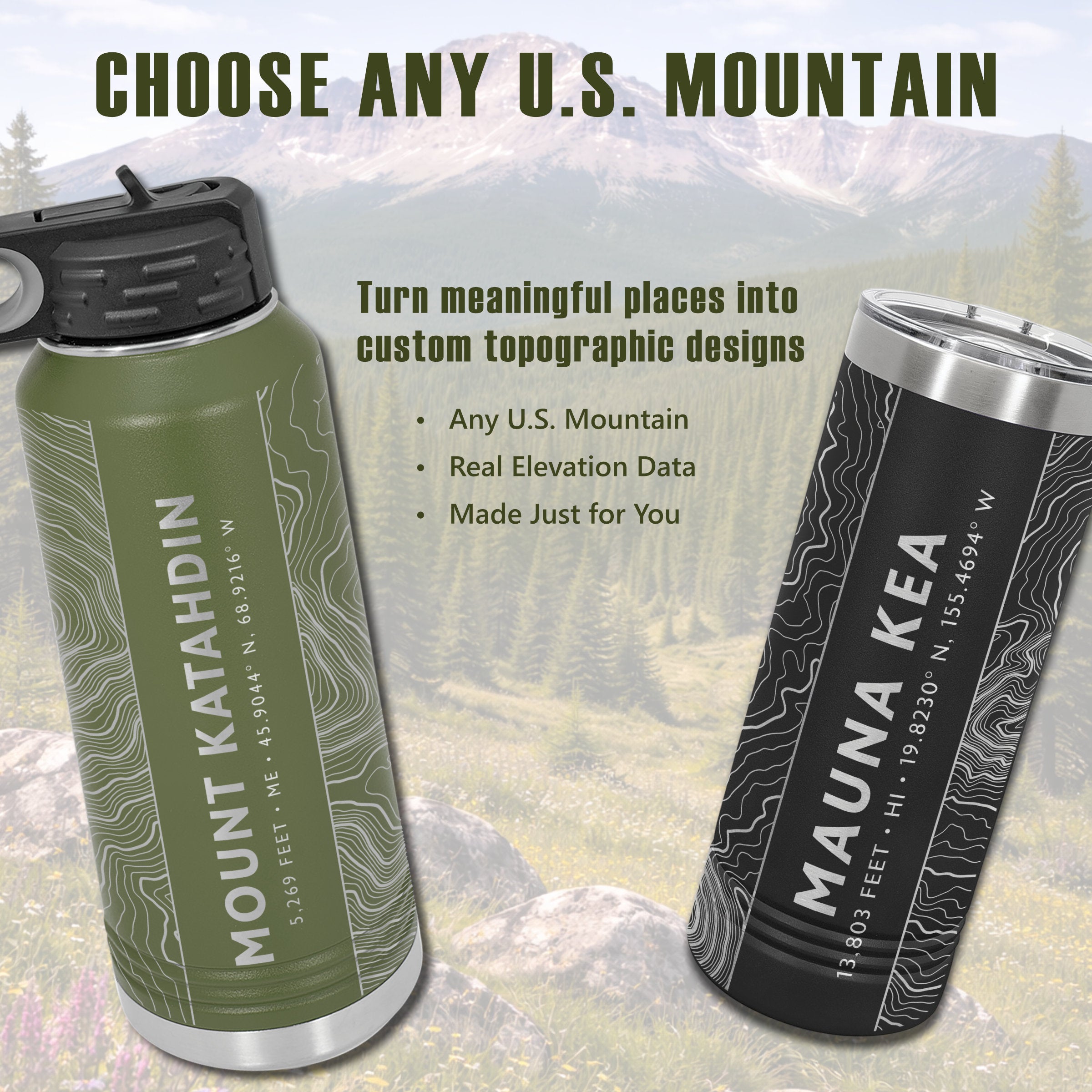 Custom Topographic Map Tumbler