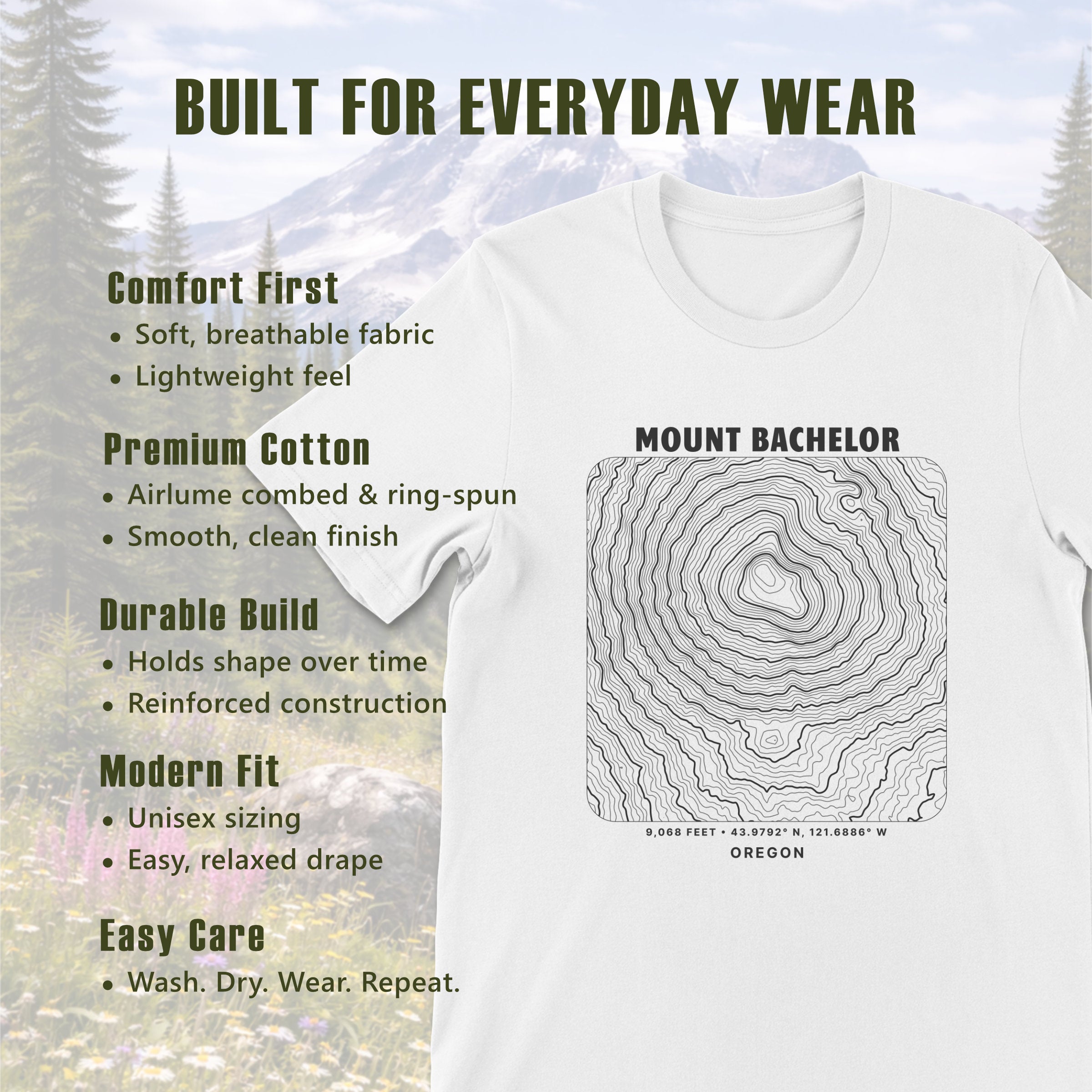 Informational graphic showing fabric qualities and shirt construction details