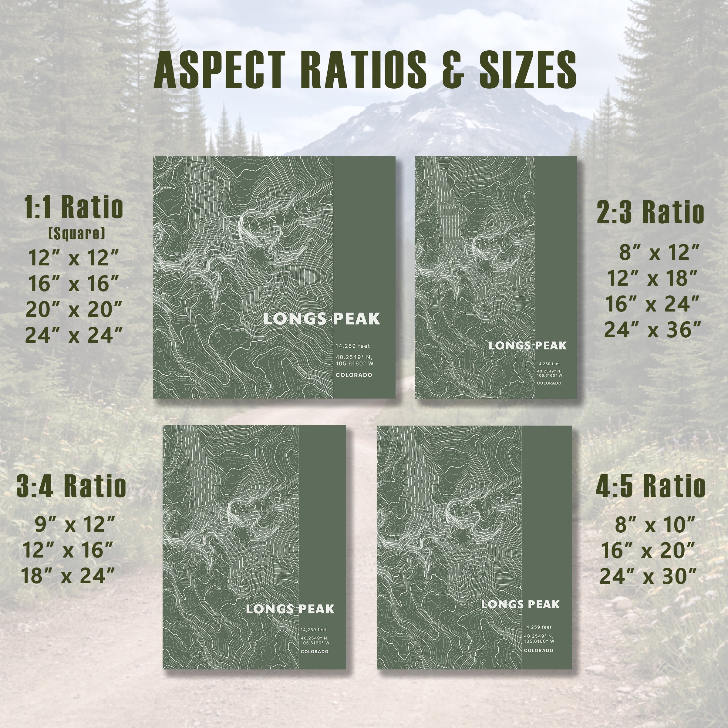 Custom Mountain Topographic Print - Color Block Style - Any U.S. Mountain
