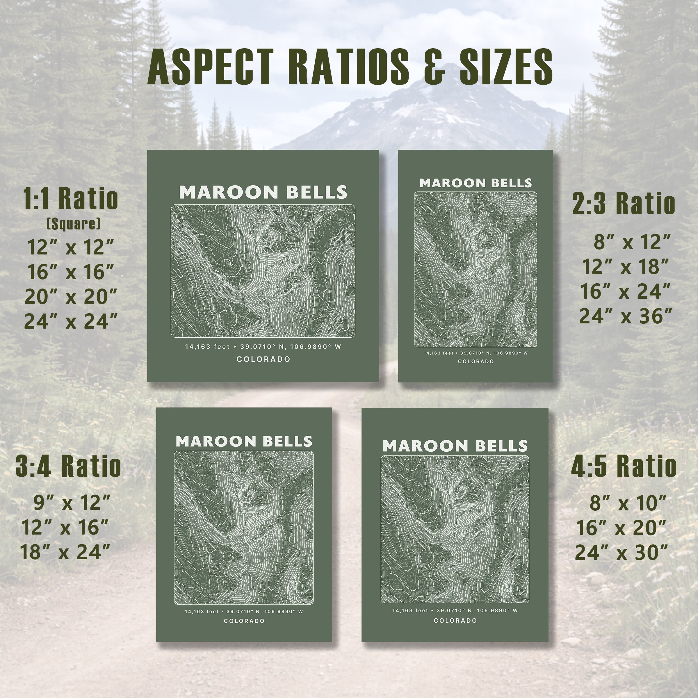 Custom Mountain Topographic Print - Classic Map Style - Any U.S. Mountain