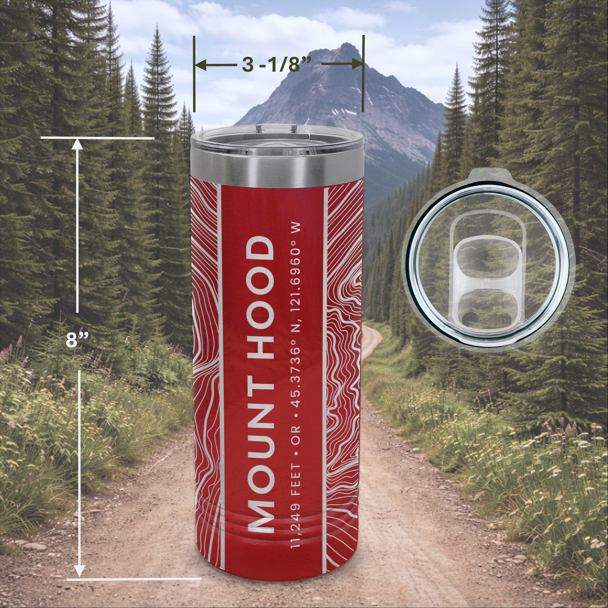 Mountain Topographic Map - 22oz Skinny Tumbler - Any U.S. Mountain