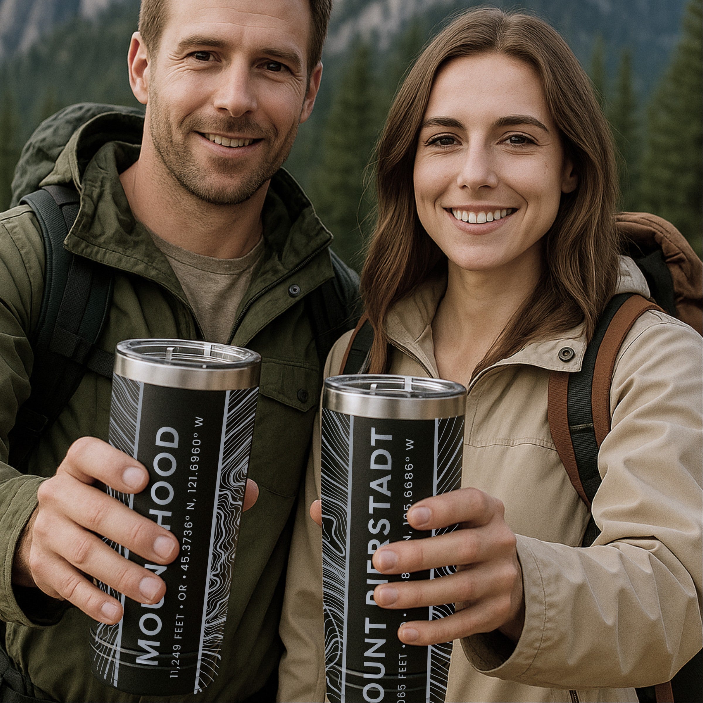 Mountain Topographic Map - 22oz Skinny Tumbler - Any U.S. Mountain